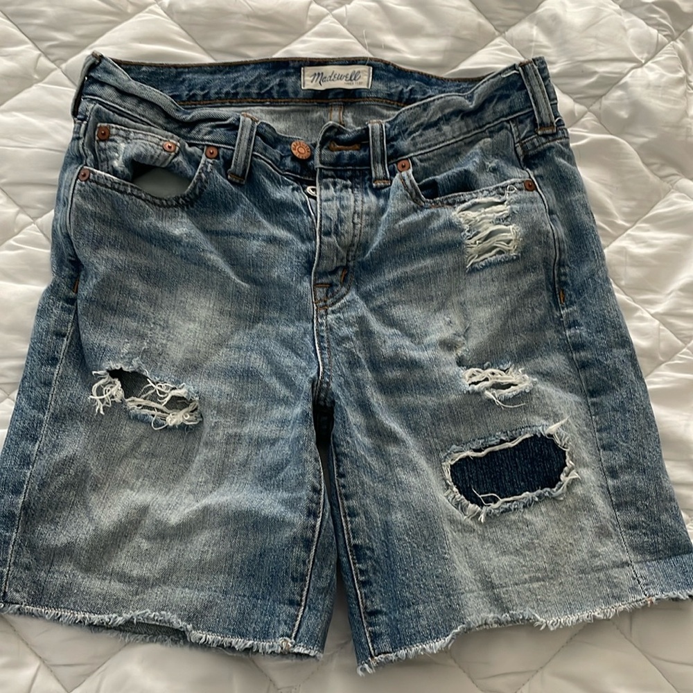 Madewell High Waist Distressed Boyfriend Shorts